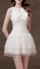 Elfreda Chic White Lace Mini Dress