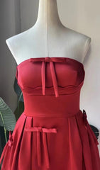 Berkant Strapless Scarlet Bow Midi Dress