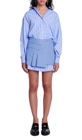 Rajano Convertible Pinstripe Shirt Dress