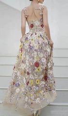 Jansje Enchanted Floral Appliqu Maxi Dress