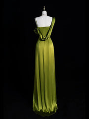 Lovely Green Soft Satin One Shoulder Prom Dress