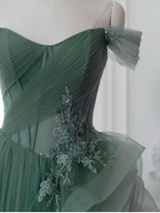 A-line Off Shoulder Tulle with Flowers Party Dress