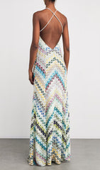 Hadas Boho Chic Crochet Knit Backless Maxi Dress