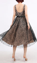 Enchanting Black Lace Floral Midi Dress
