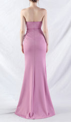 Chizue Elegant Purple Strapless Corset Maxi Dress with High Slit