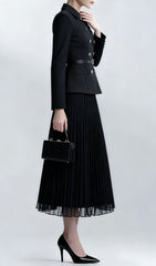 Julitta Black Peplum Power Midi Dress