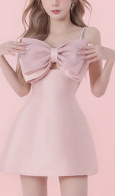 Adalgisa Dreamy Pink Statement Bow Mini Dress