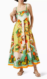 Deanna Vibrant Fruit Print Strappy Maxi Dress