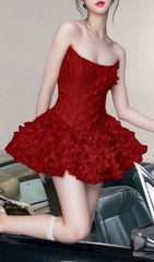 Jehanne Fiery Red Strapless Mini Dress