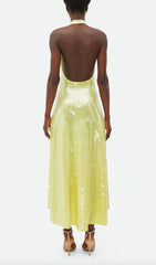 Dazzling Sequin Halter Neck A-Line Midi Dress