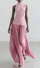 Juliana Draped & Pleated Maxi Dress