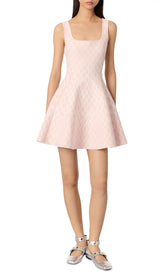 Chic Pink Jacquard Knit Mini Dress