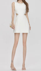 Darice White Pearl Cutout Mini Dress