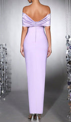 Haf Lavender Embellished Off-Shoulder Maxi Gown