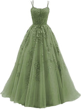 Beautiful Green Tulle with Lace Applique Formal Gown