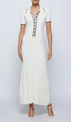 Evelia Ribbed Knit Polo Maxi Dress for Women