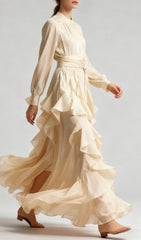 Joop Romantic Ruffle Maxi Dress