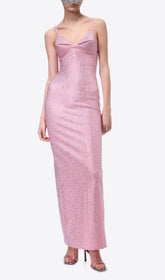 Basima Dazzling Pink Crystal Maxi Dress