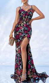 Fidelia Sequin Floral Corset Maxi Dress