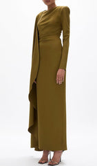Haley Deep Olive Green Long Sleeve Maxi Dress