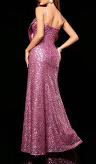 Diandra "Pretty in Pink" Oversized Bow Sequin Maxi Dress