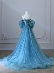 Blue Sweetheart Off Shoulder Long Party Dress