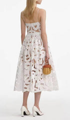 Fay White Embroidered Midi Dress