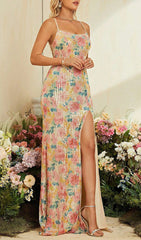 Cynzia Dazzling Floral Sequin Backless Maxi Dress