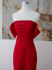 Vestido de fiesta largo sin tirantes de sirena roja