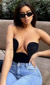 Sultry Plunge Wrap Bandage Crop Top