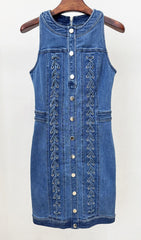 Jonet Effortless Chic Blue Denim Sleeveless Mini Dress