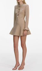 Sparkling Gold Crystal Embellished Mini Dress