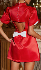 Showstopping Jaetyn Red Satin Mini Dress