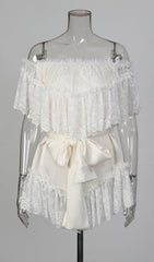 Basye Enchanting Off-Shoulder Lace Mini Dress