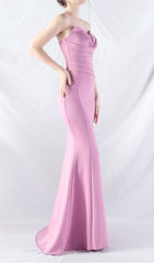 Chrina Lavender Strapless Ruched Mermaid Maxi Gown