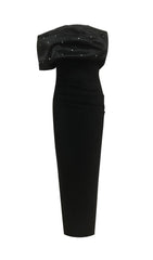 Ilia Black Embellished Off-Shoulder Bandage Maxi Gown