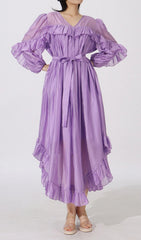Elkie Purple Ruffle Maxi Dress