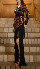 Dimaia Dazzling Floral Sequin & Tassel Maxi Dress
