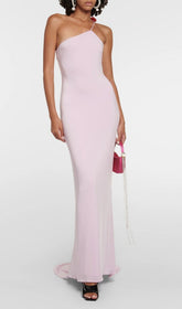 Asta One-Shoulder Floral-Appliqu Maxi Gown