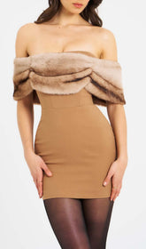Colista Glamorous Off-Shoulder Faux Fur Mini Dress