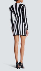 Bernd Hypnotic Swirl Stripe Long Sleeve Bandage Mini Dress