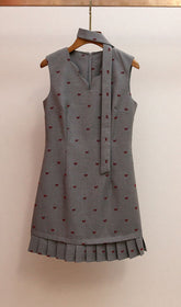 Haruye Playful Bow Print Sleeveless Mini Dress