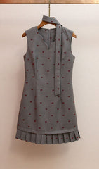 Haruye Playful Bow Print Sleeveless Mini Dress