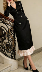 Jetta Black Sparkle & Ruffle Midi Dress