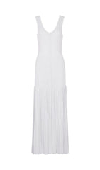 Jackie White Ribbed Knit Maxi Dress & Cardigan Set