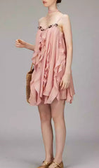 Doria Blush Pink Sequin Ruffle Mini Dress