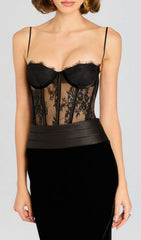 Glamorous Black Lace Corset Maxi Dress