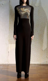 Juanita Ethereal Black Long Sleeve Maxi Dress