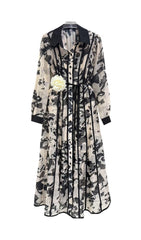 Ffion Abstract Monochrome Belted Midi Shirt Dress