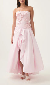 Emiko Strapless 3D Floral Maxi Dress